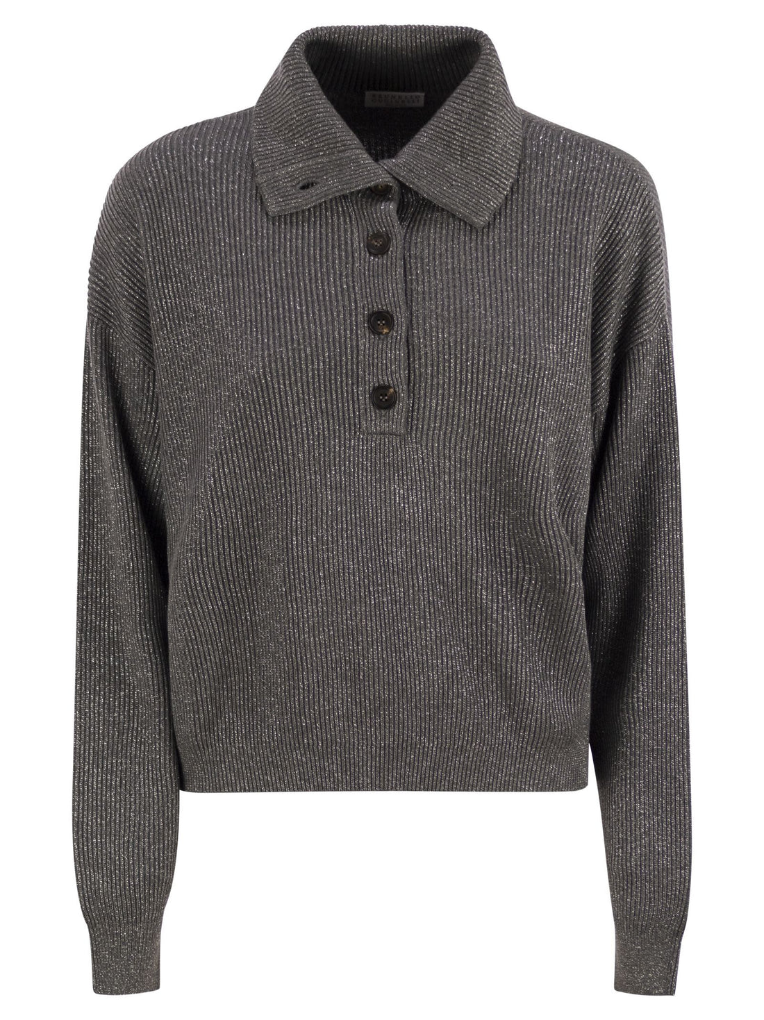 Brunello Cucinelli Women Cotton And Viscose Rib Knit High Collar by Luosophy