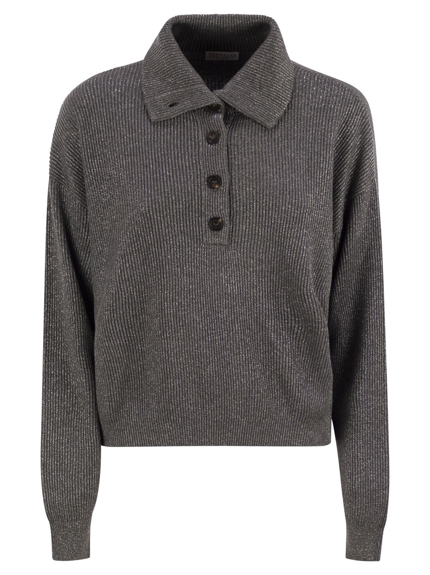 Brunello Cucinelli Women Cotton And Viscose Rib Knit High Collar by Luosophy