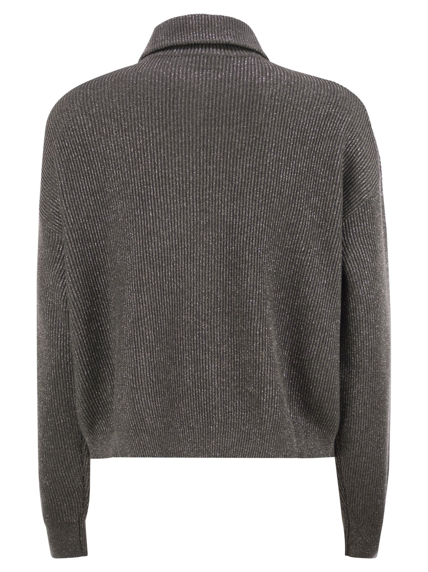 Brunello Cucinelli Women Cotton And Viscose Rib Knit High Collar by Luosophy
