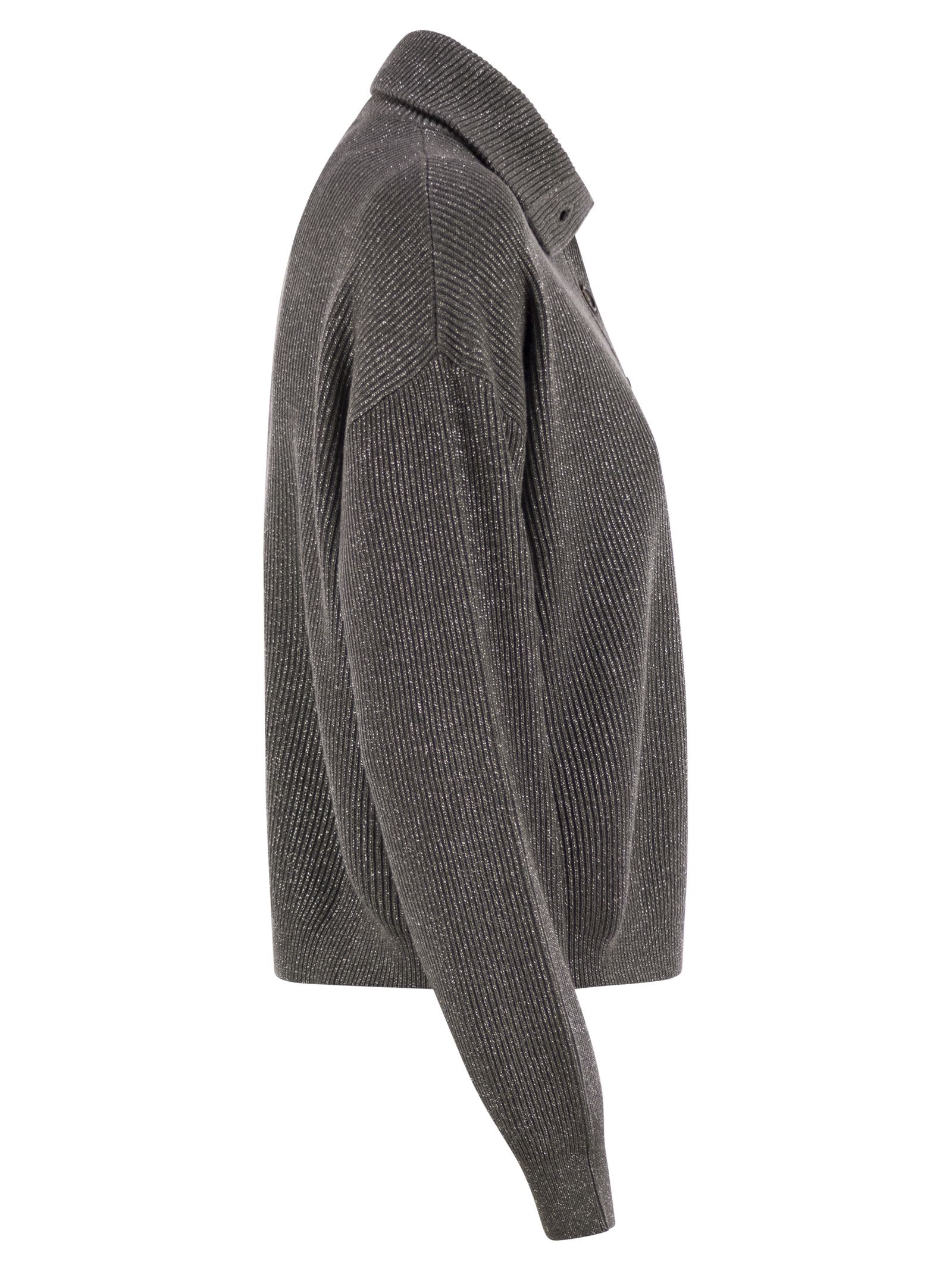 Brunello Cucinelli Women Cotton And Viscose Rib Knit High Collar by Luosophy