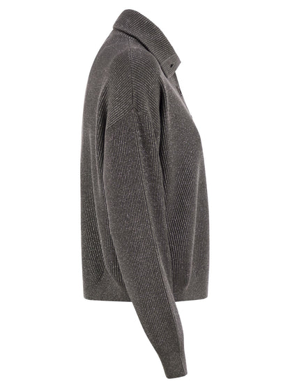 Brunello Cucinelli Women Cotton And Viscose Rib Knit High Collar by Luosophy