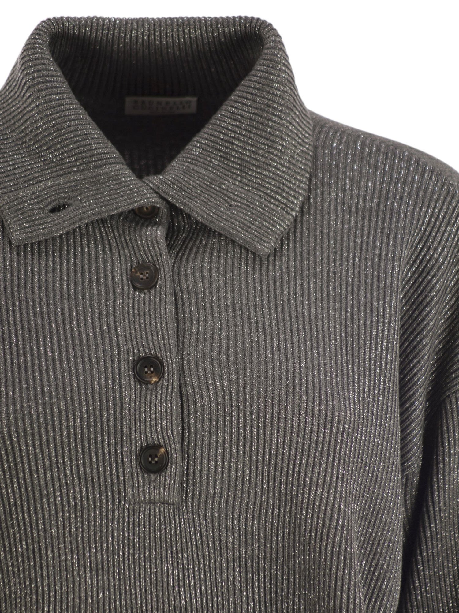 Brunello Cucinelli Women Cotton And Viscose Rib Knit High Collar by Luosophy
