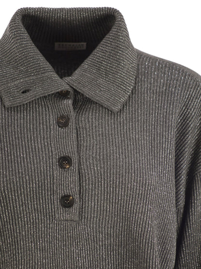 Brunello Cucinelli Women Cotton And Viscose Rib Knit High Collar by Luosophy