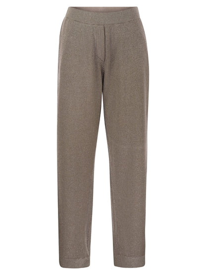 Brunello Cucinelli Women English Rib Cotton And Viscose Pants by Luosophy