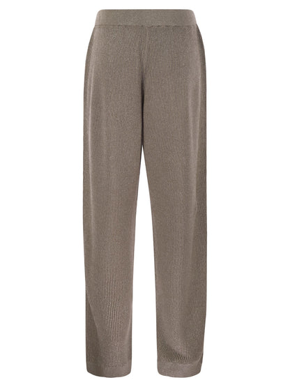 Brunello Cucinelli Women English Rib Cotton And Viscose Pants by Luosophy