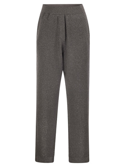 Brunello Cucinelli Women English Rib Cotton And Viscose Pants by Luosophy
