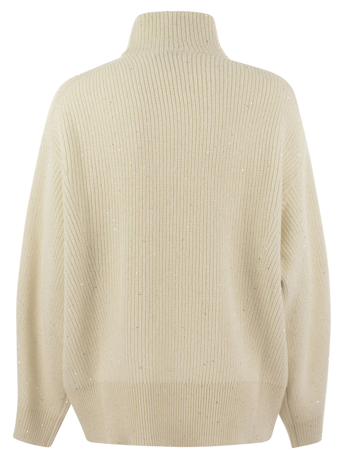 Brunello Cucinelli Women Wool And Cashmere Rib Sweater With Sequins by Luosophy