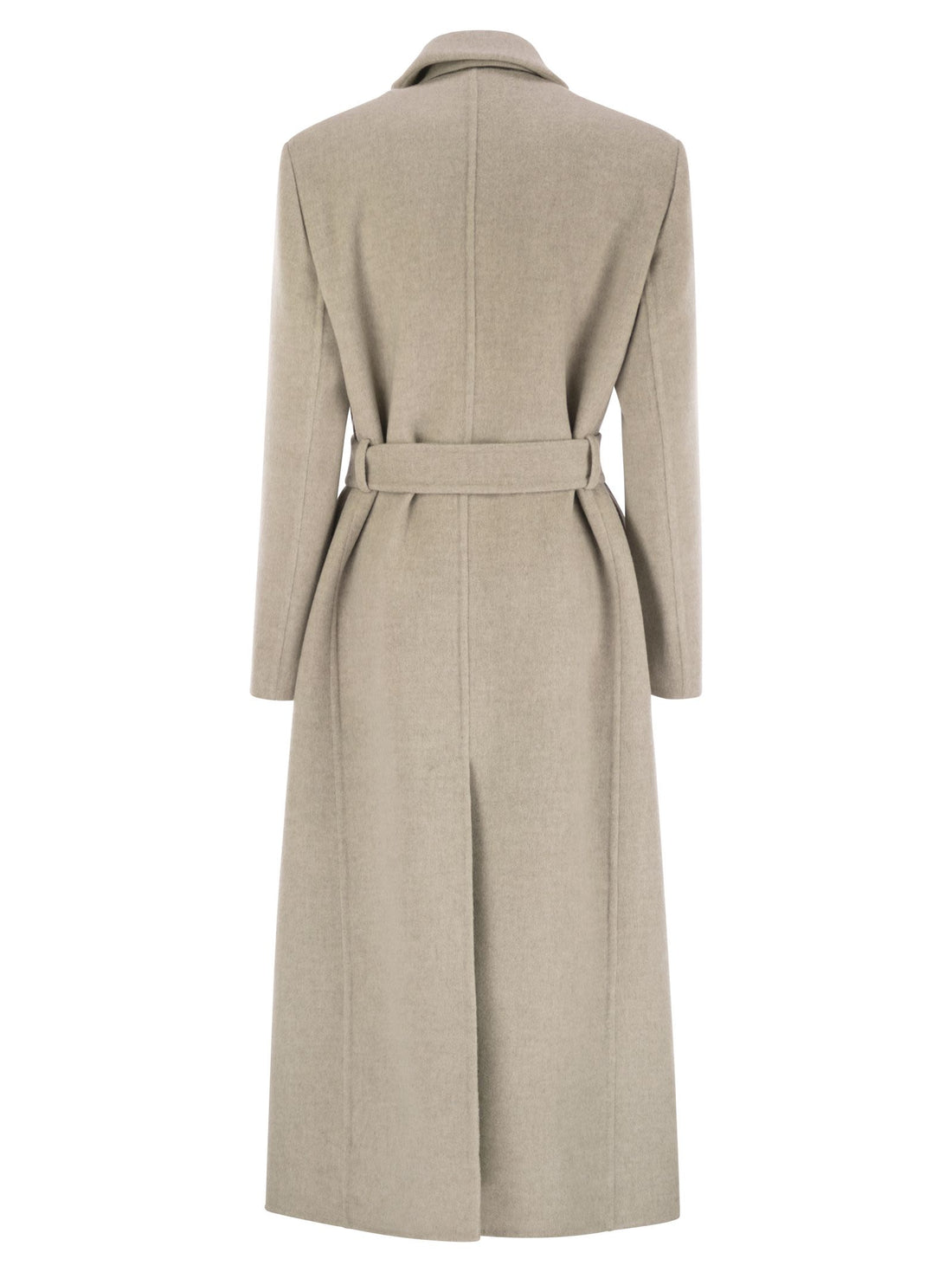 Brunello Cucinelli Women Double-Breasted Coat In Virgin Wool And Cashmere Cloth With Jewellery by Luosophy