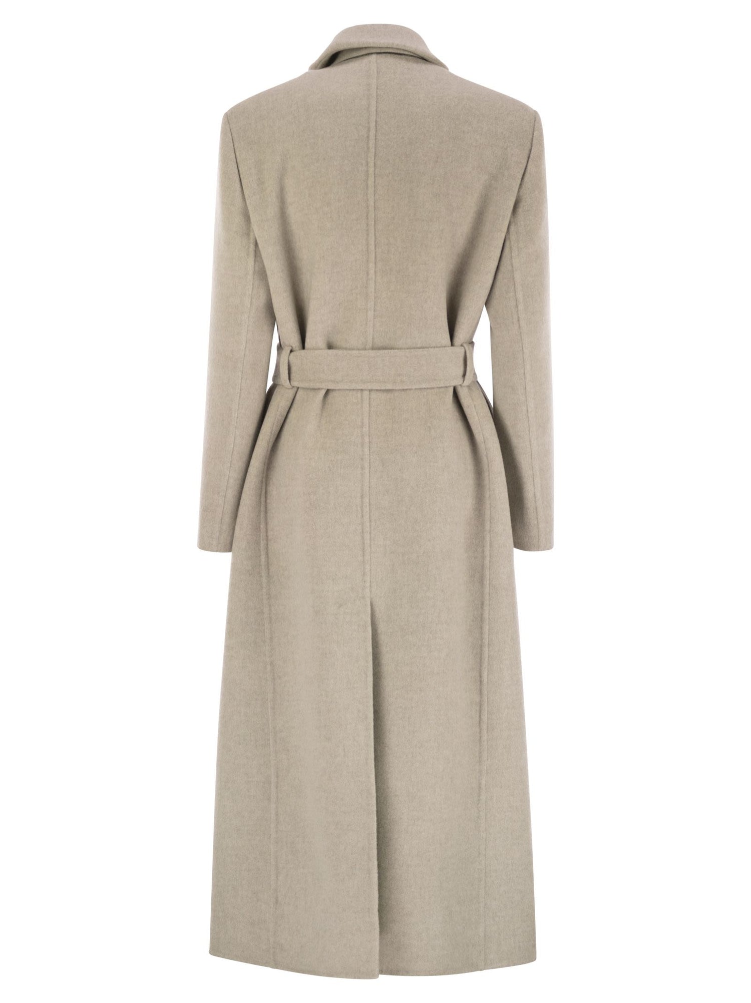 Brunello Cucinelli Women Double-Breasted Coat In Virgin Wool And Cashmere Cloth With Jewellery by Luosophy