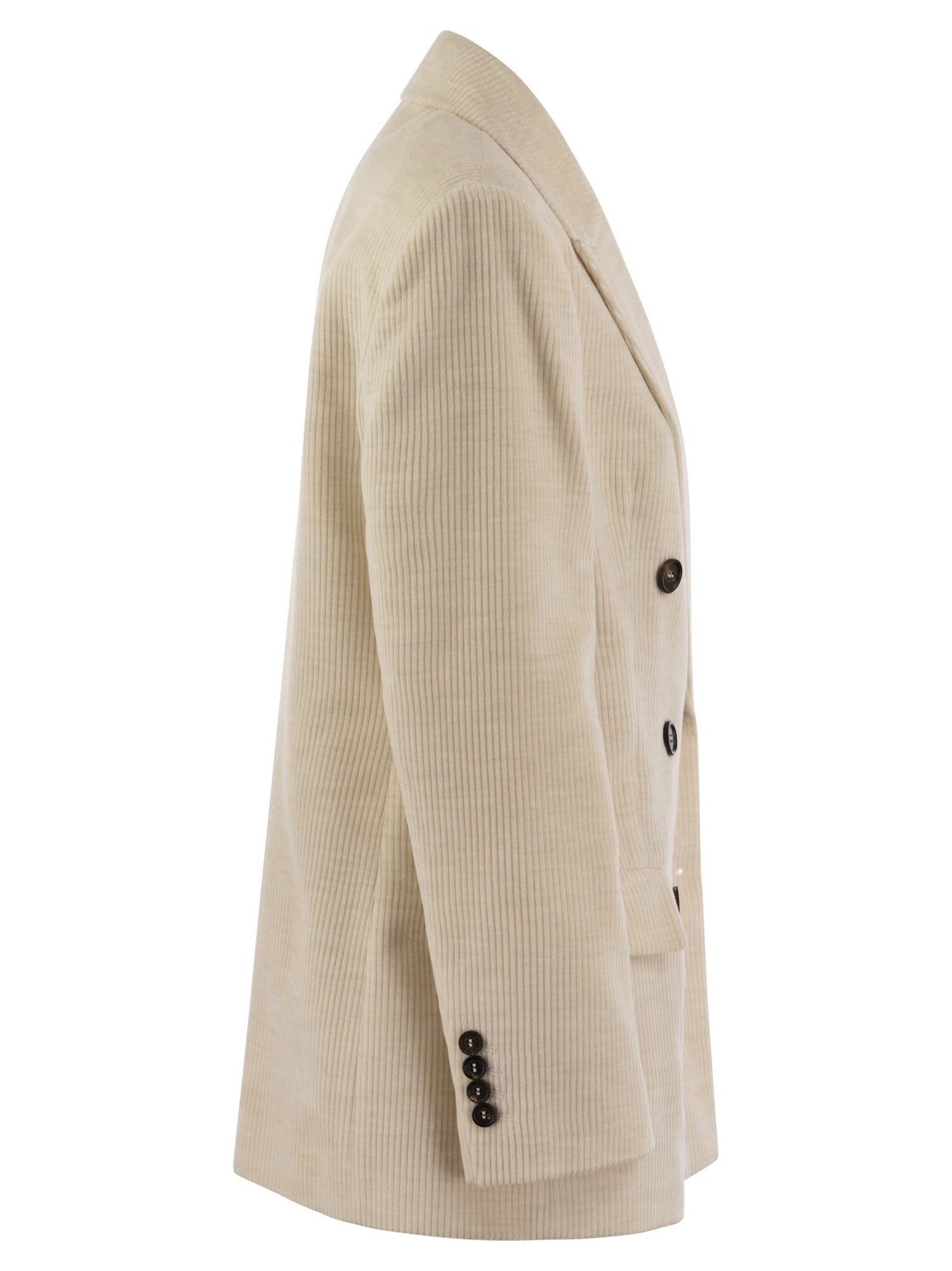 Brunello Cucinelli Women Viscose And Cotton Corduroy Jacket With Necklace by Luosophy