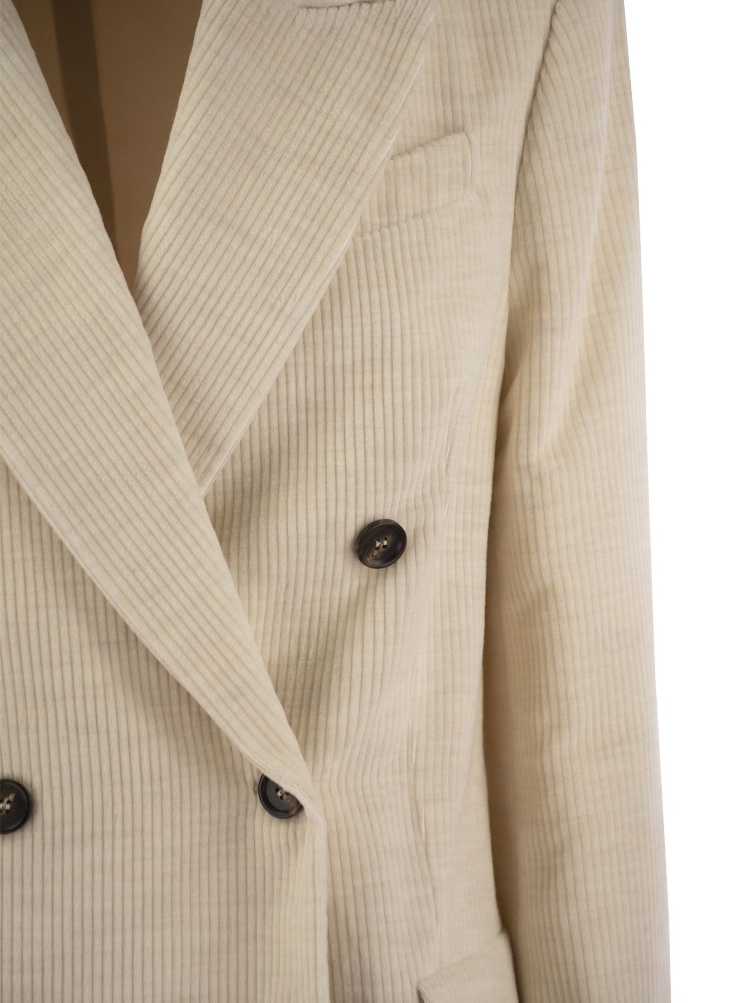 Brunello Cucinelli Women Viscose And Cotton Corduroy Jacket With Necklace by Luosophy