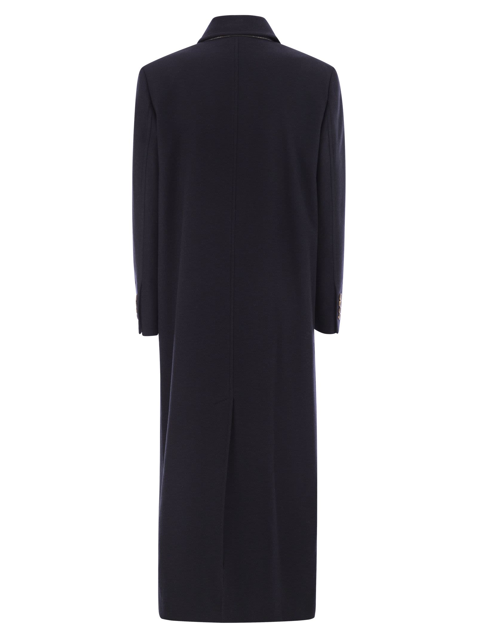 Brunello Cucinelli Women Long Wool Coat With Jewellery by Luosophy