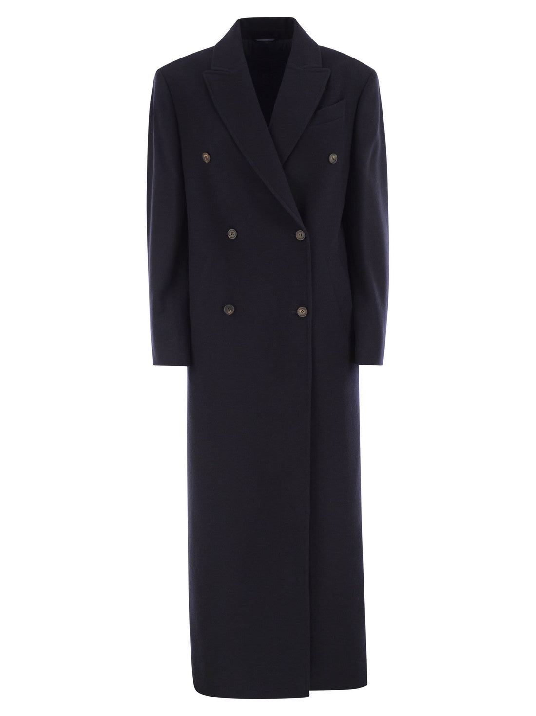 Brunello Cucinelli Women Long Wool Coat With Jewellery by Luosophy
