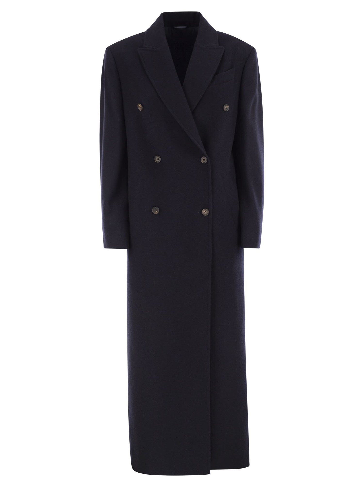 Brunello Cucinelli Women Long Wool Coat With Jewellery by Luosophy