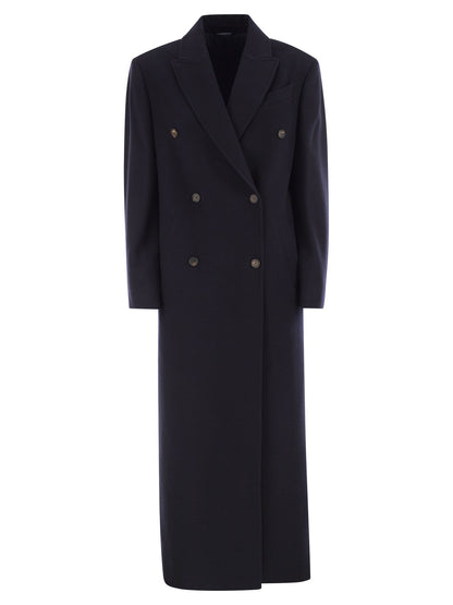 Brunello Cucinelli Women Long Wool Coat With Jewellery by Luosophy