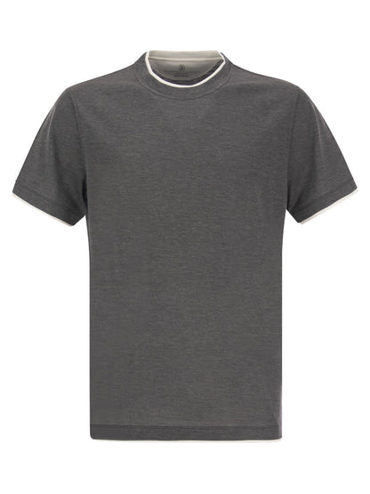 Brunello Cucinelli Men Silk And Cotton T-Shirt by Luosophy