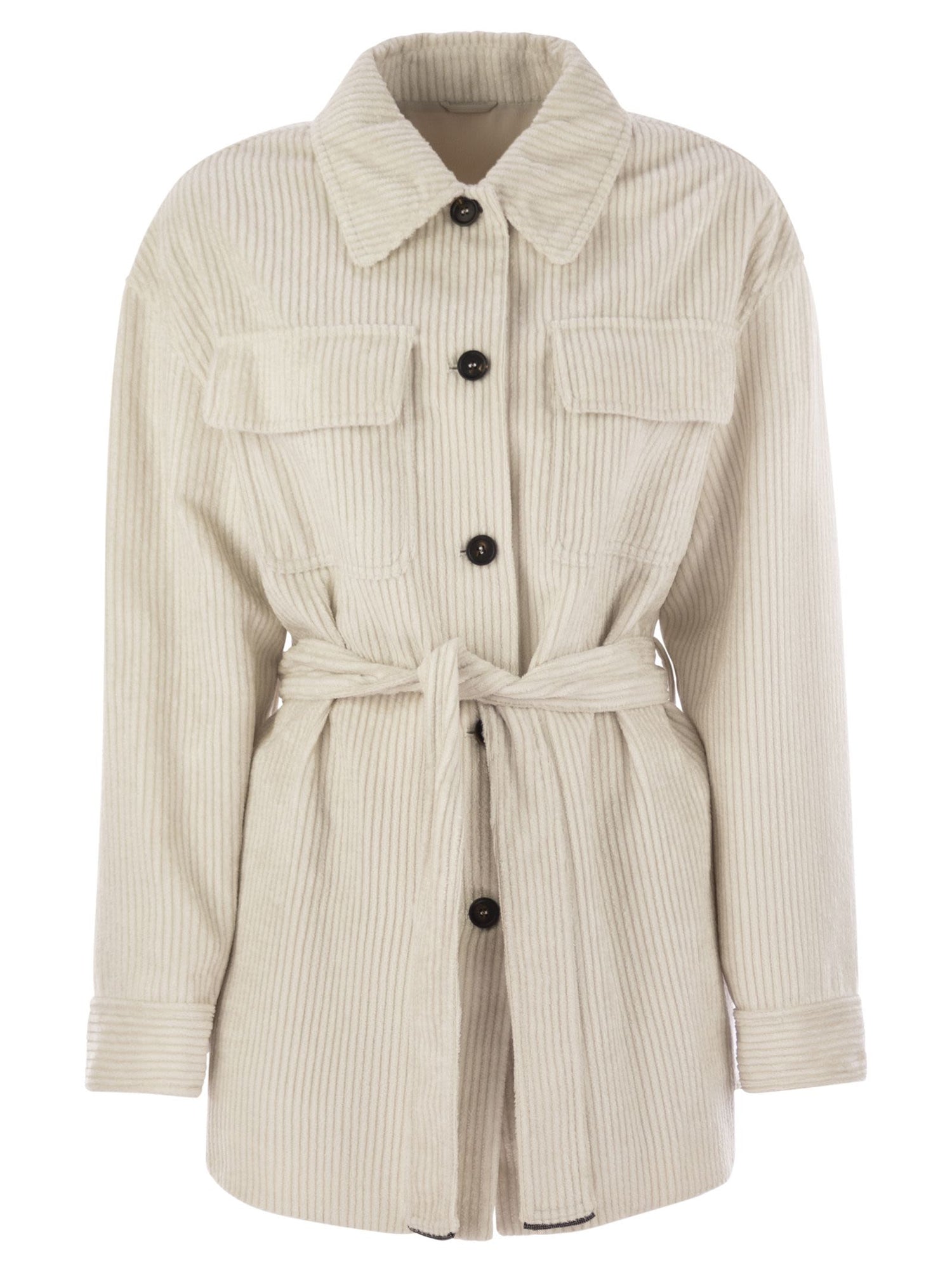 Brunello Cucinelli Women Corduroy Safari-Style Jacket With Jewellery by Luosophy