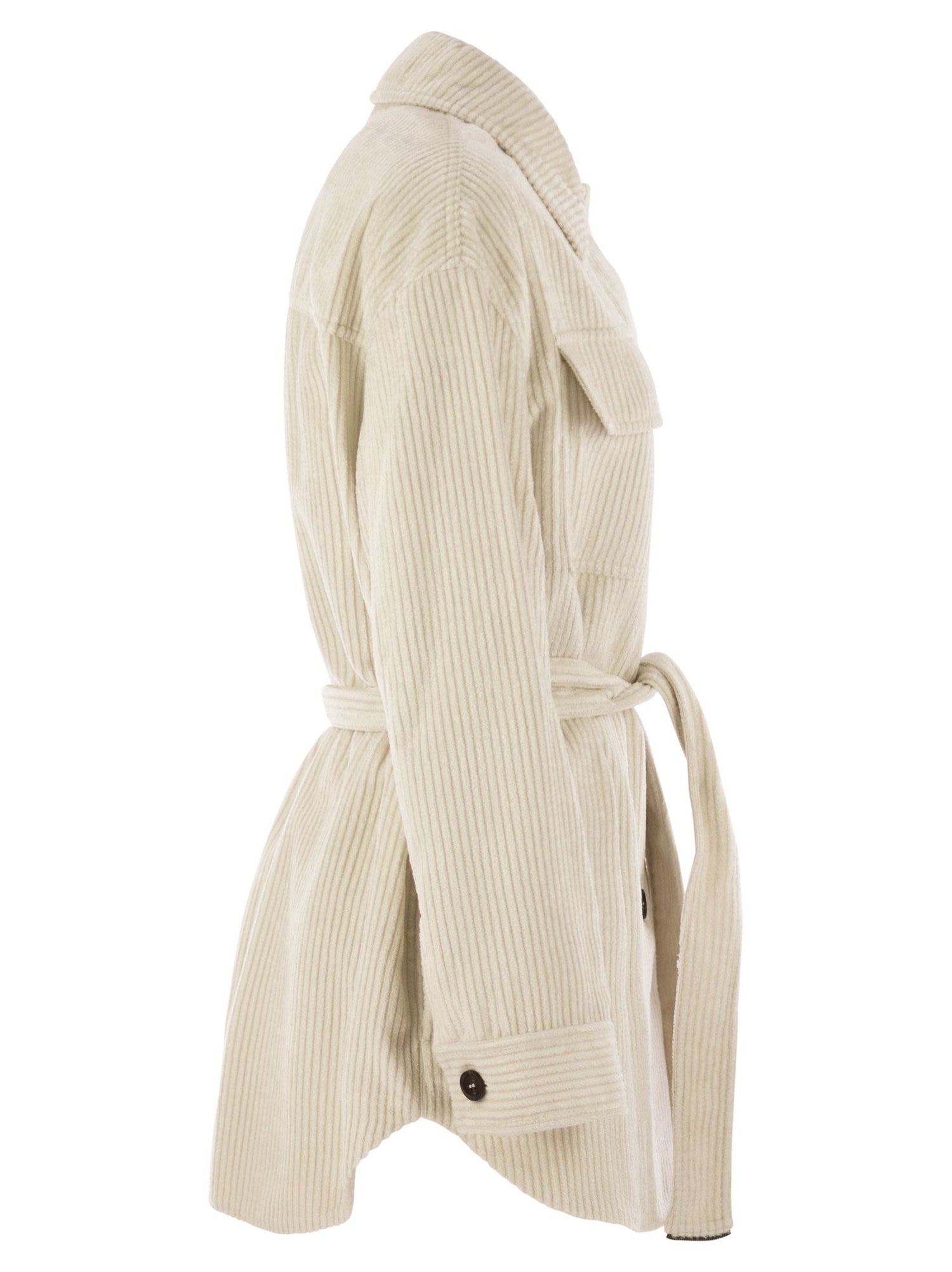 Brunello Cucinelli Women Corduroy Safari-Style Jacket With Jewellery by Luosophy