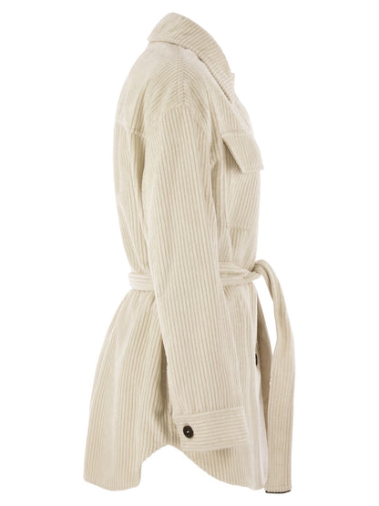 Brunello Cucinelli Women Corduroy Safari-Style Jacket With Jewellery by Luosophy