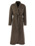 Brunello Cucinelli Women Wool And Cashmere Diagonal Mélange Coat With Belt And Necklace by Luosophy