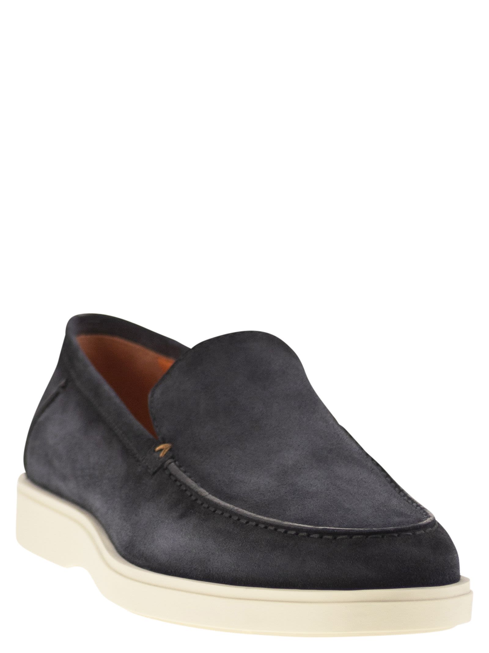 Santoni Men Suede Moccasin by Luosophy