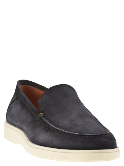 Santoni Men Suede Moccasin by Luosophy
