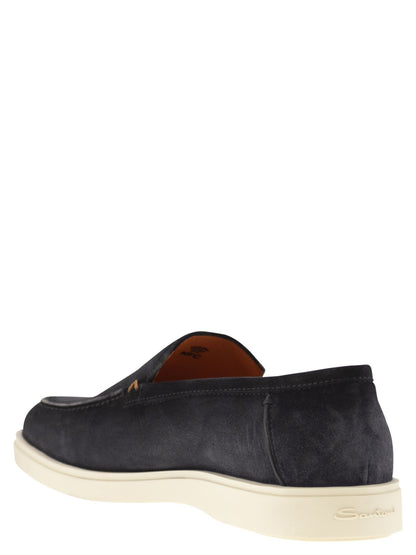 Santoni Men Suede Moccasin by Luosophy