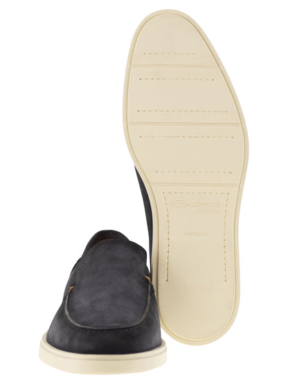Santoni Men Suede Moccasin by Luosophy