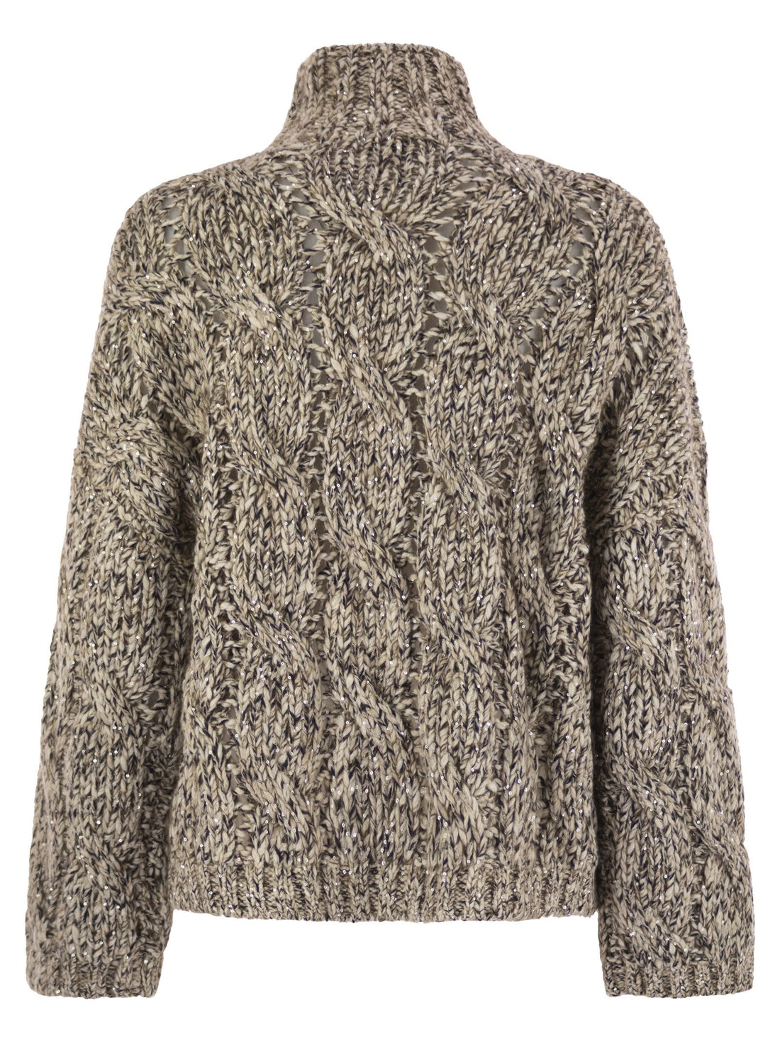 Brunello Cucinelli Women Soft Wool, Cashmere And Mohair Turtleneck Sweater With Braided Design by Luosophy