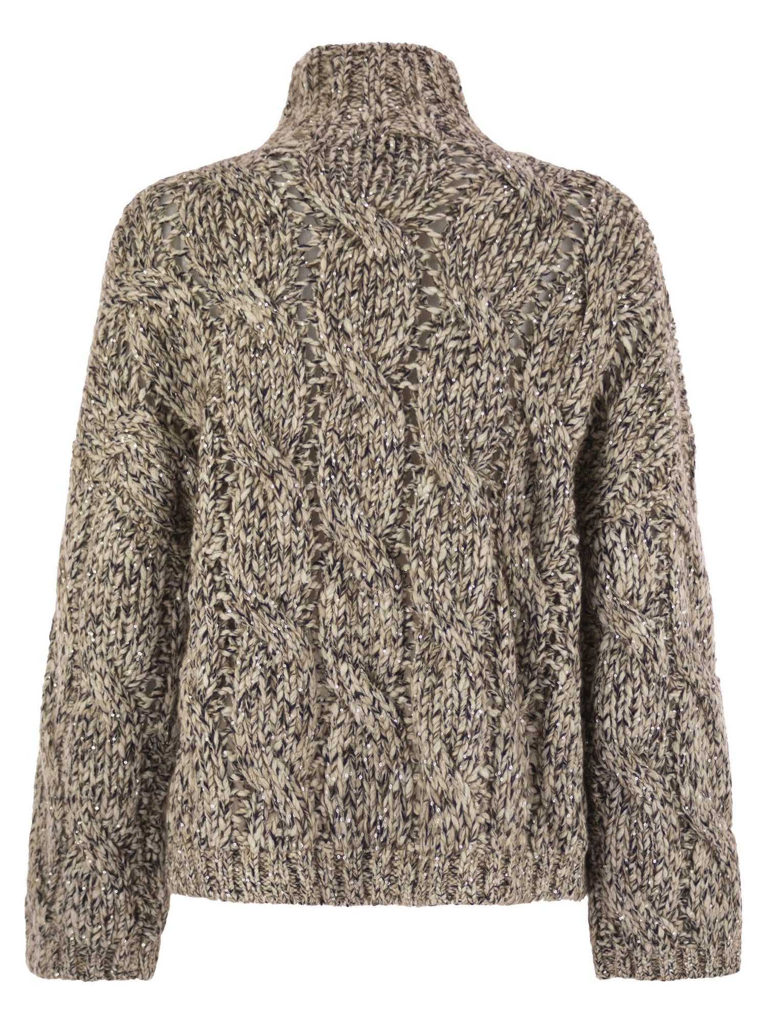 Brunello Cucinelli Women Soft Wool, Cashmere And Mohair Turtleneck Sweater With Braided Design by Luosophy