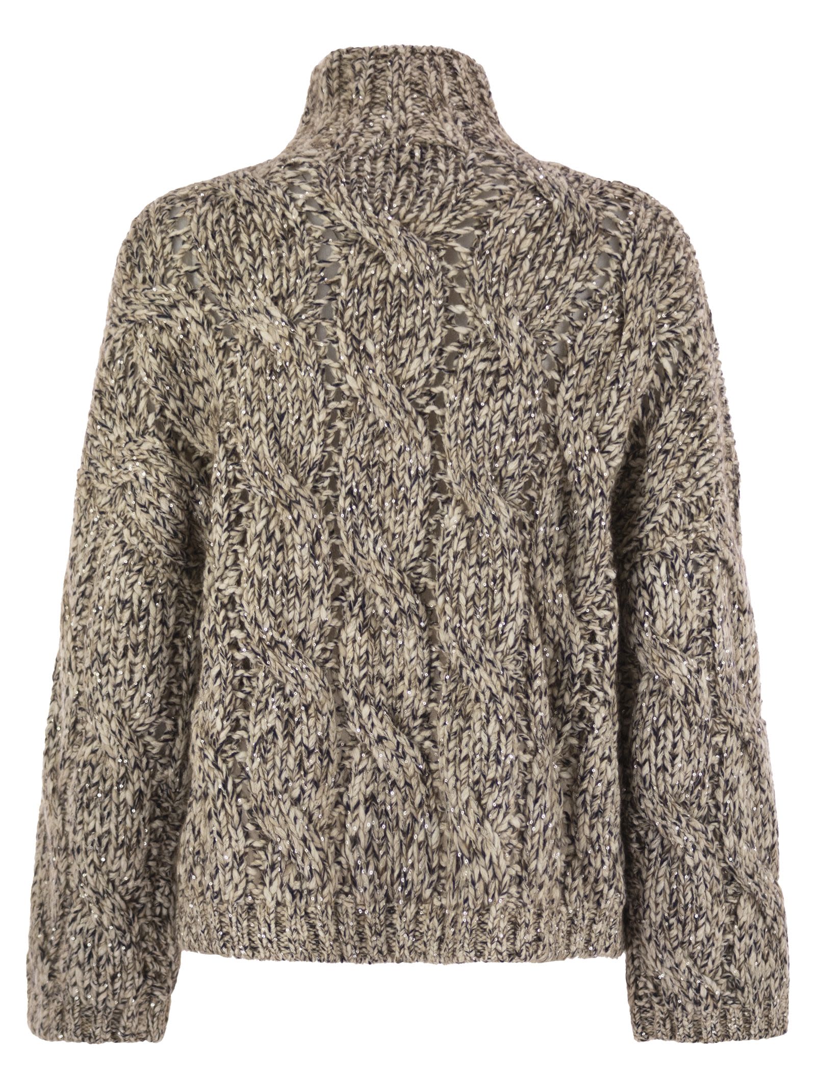 Brunello Cucinelli Women Soft Wool, Cashmere And Mohair Turtleneck Sweater With Braided Design by Luosophy
