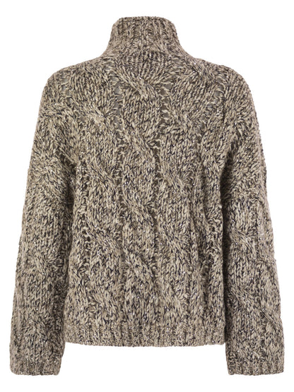 Brunello Cucinelli Women Soft Wool, Cashmere And Mohair Turtleneck Sweater With Braided Design by Luosophy