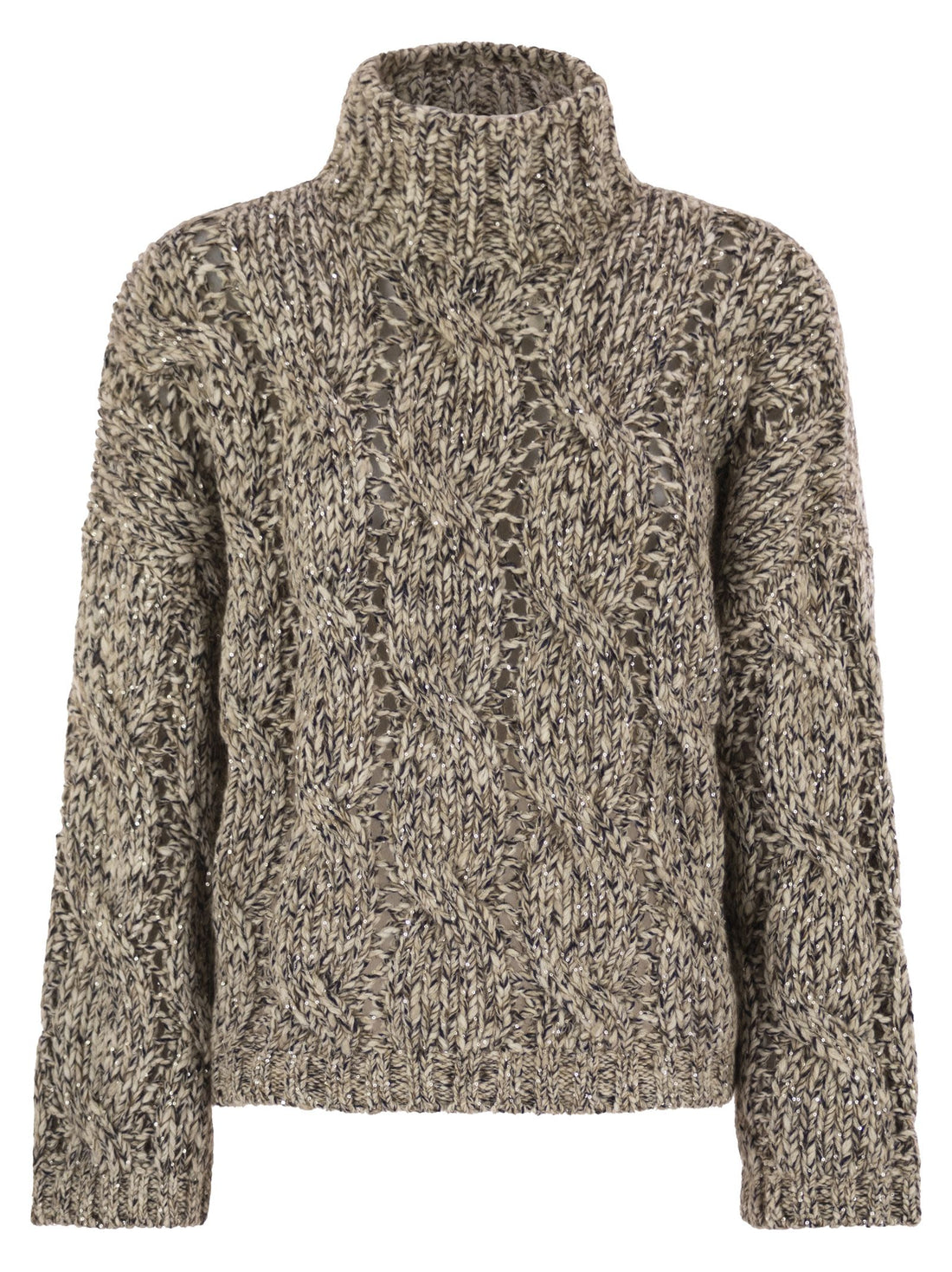 Brunello Cucinelli Women Soft Wool, Cashmere And Mohair Turtleneck Sweater With Braided Design by Luosophy