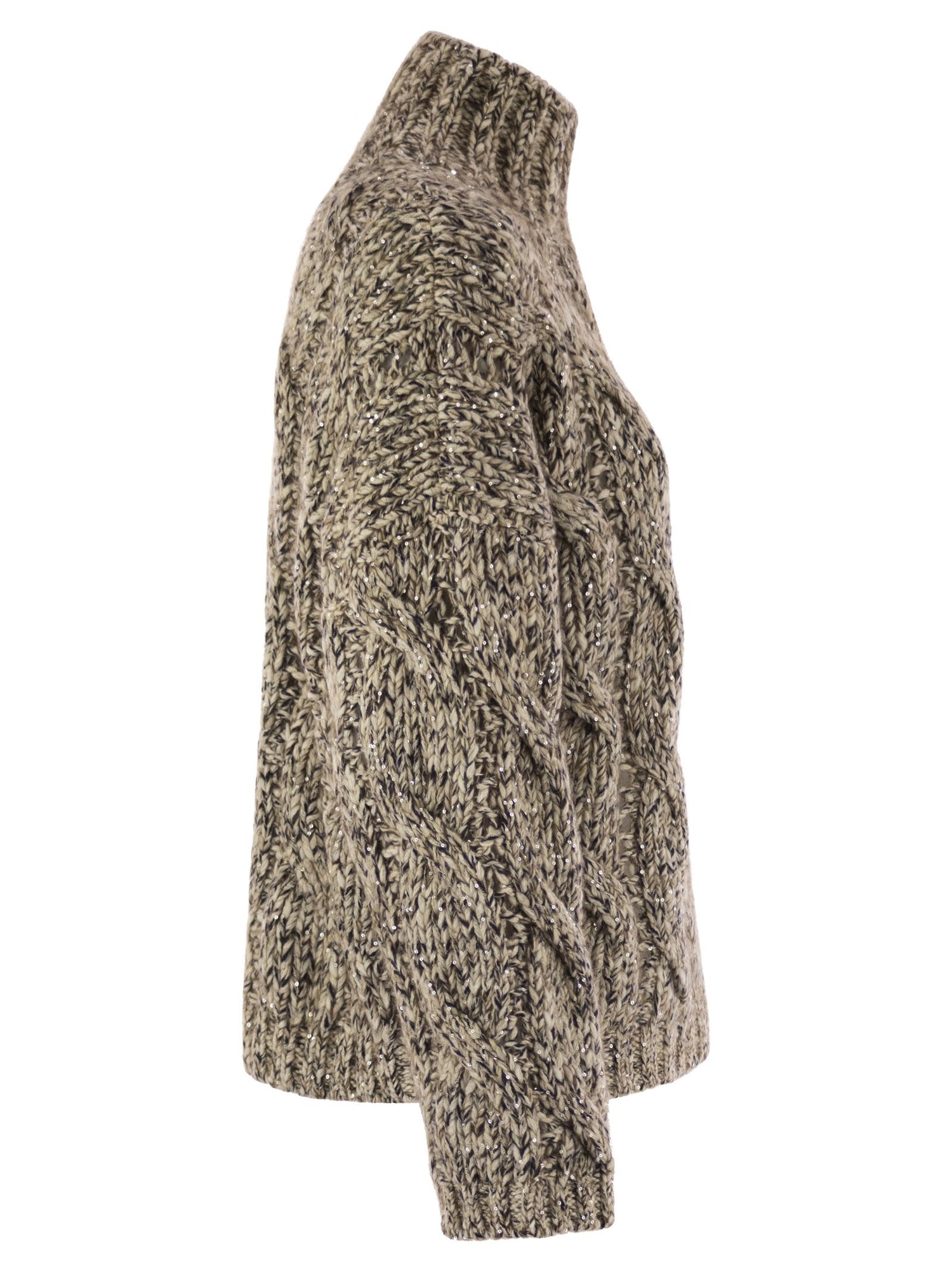 Brunello Cucinelli Women Soft Wool, Cashmere And Mohair Turtleneck Sweater With Braided Design by Luosophy