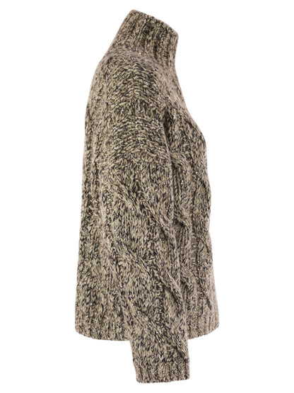 Brunello Cucinelli Women Soft Wool, Cashmere And Mohair Turtleneck Sweater With Braided Design by Luosophy