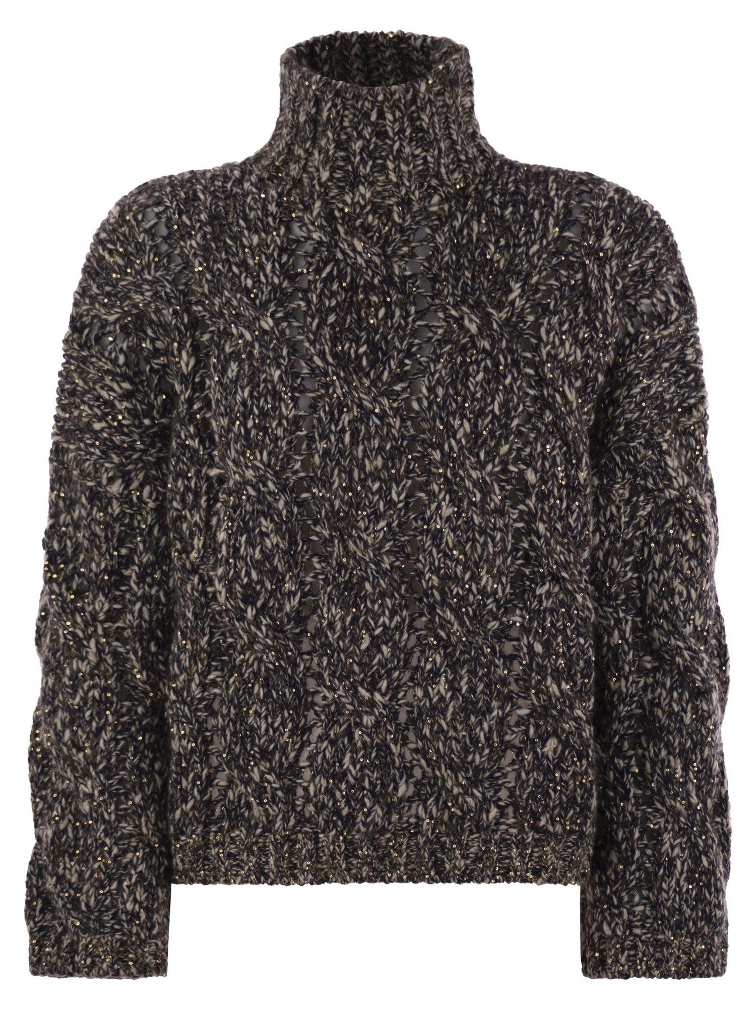 Brunello Cucinelli Women Soft Wool, Cashmere And Mohair Turtleneck Sweater With Braided Design by Luosophy