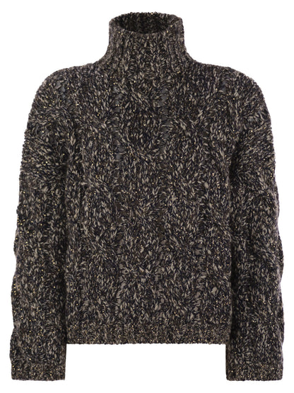 Brunello Cucinelli Women Soft Wool, Cashmere And Mohair Turtleneck Sweater With Braided Design by Luosophy