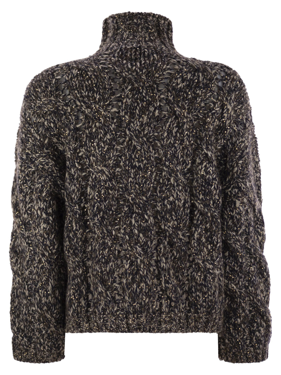 Brunello Cucinelli Women Soft Wool, Cashmere And Mohair Turtleneck Sweater With Braided Design by Luosophy