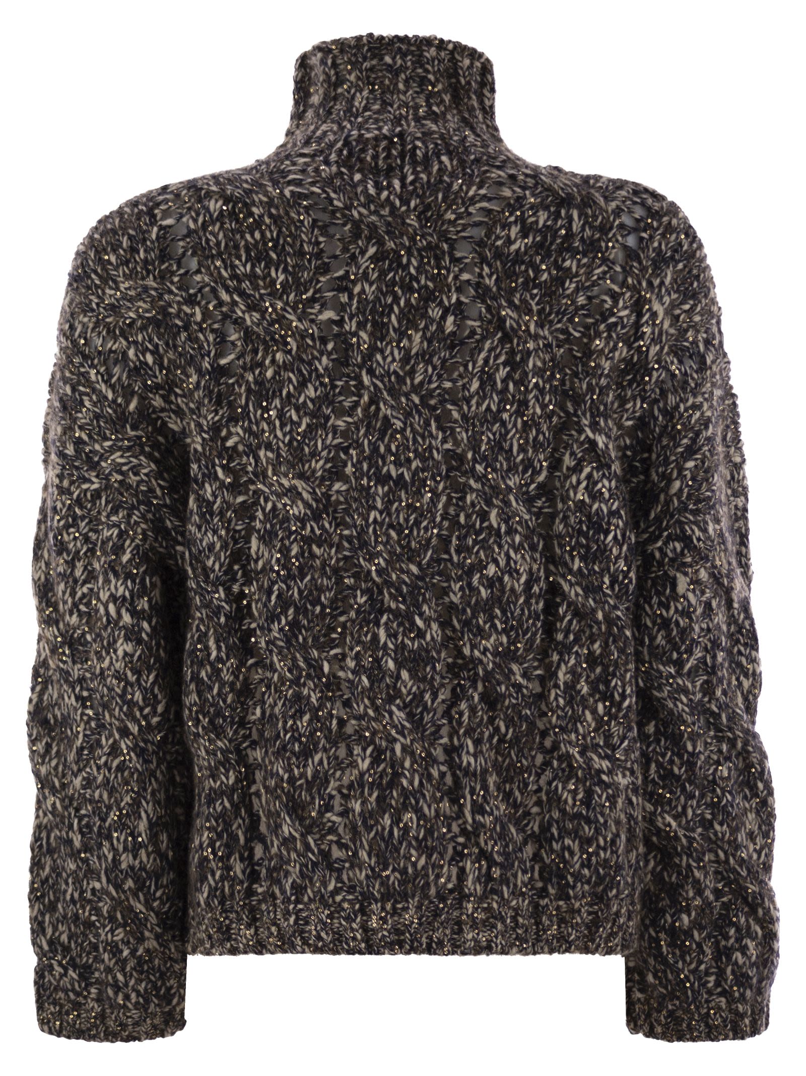 Brunello Cucinelli Women Soft Wool, Cashmere And Mohair Turtleneck Sweater With Braided Design by Luosophy