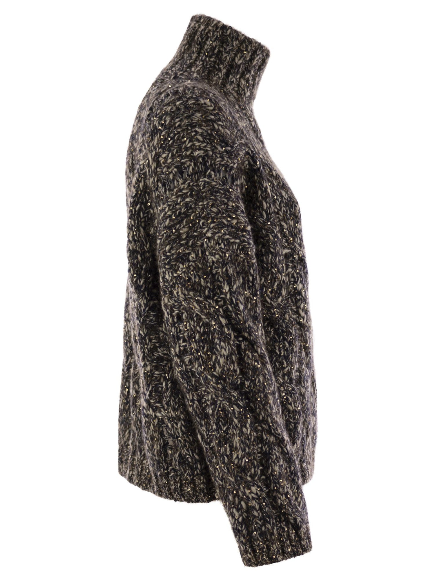 Brunello Cucinelli Women Soft Wool, Cashmere And Mohair Turtleneck Sweater With Braided Design by Luosophy