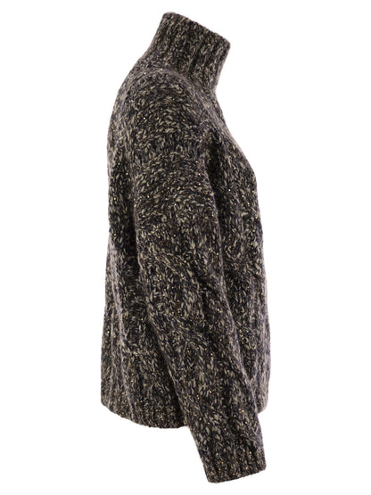 Brunello Cucinelli Women Soft Wool, Cashmere And Mohair Turtleneck Sweater With Braided Design by Luosophy