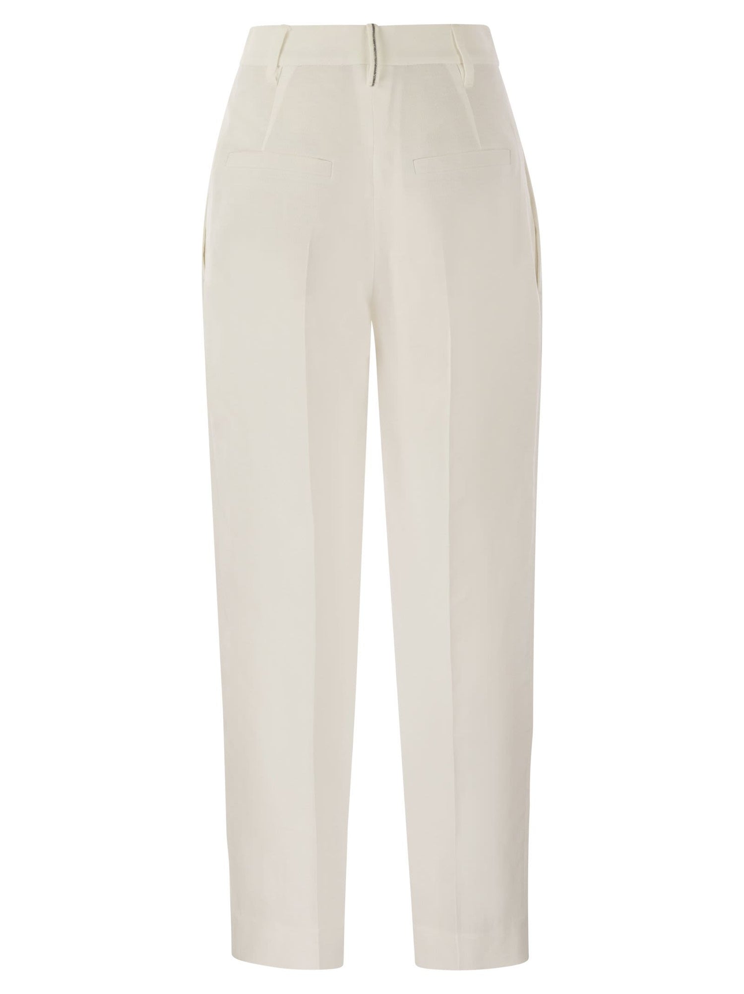 Brunello Cucinelli Women Slouchy Trousers In Viscose And Linen Fluid Twill With Moniline by Luosophy