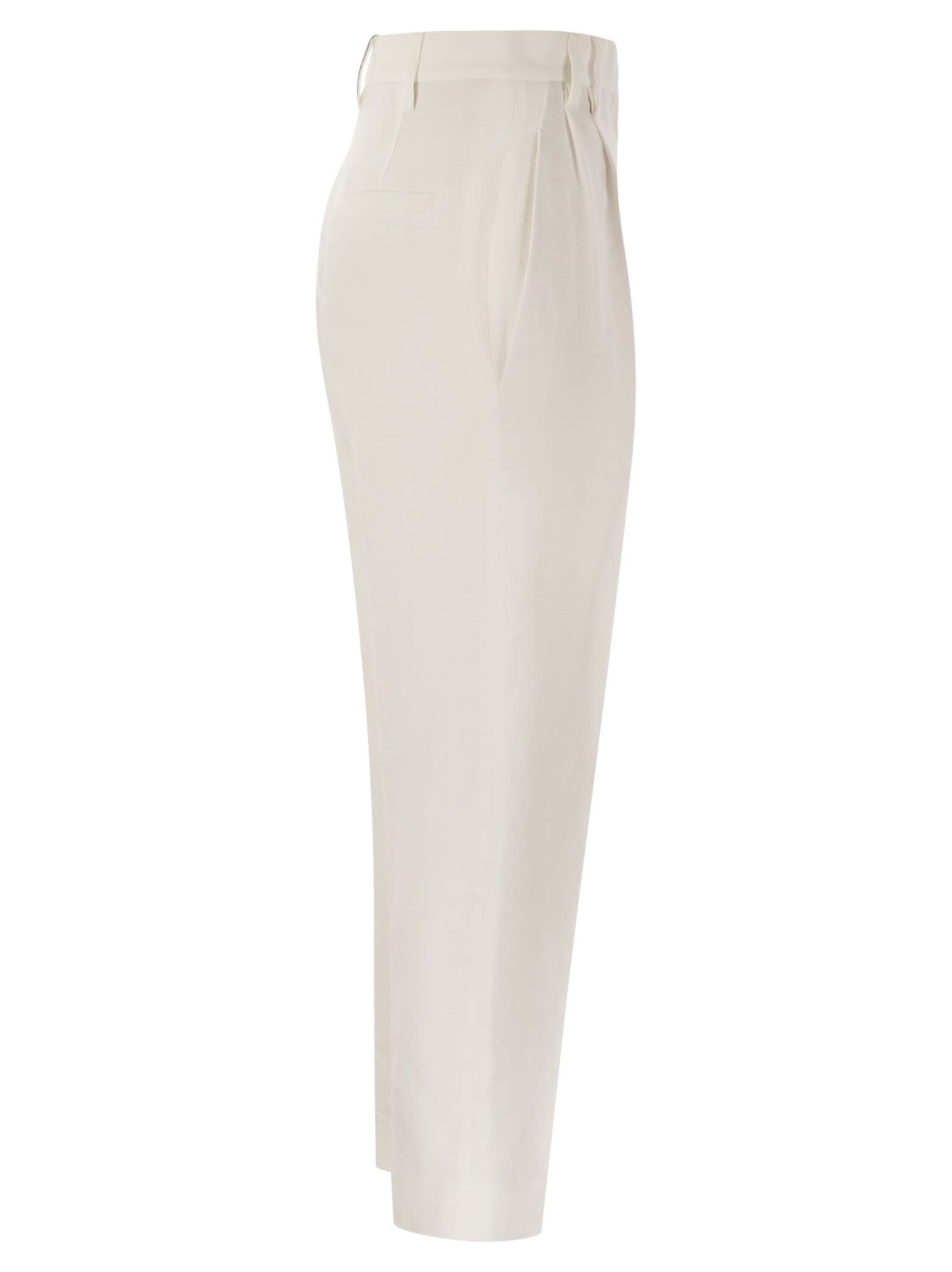 Brunello Cucinelli Women Slouchy Trousers In Viscose And Linen Fluid Twill With Moniline by Luosophy