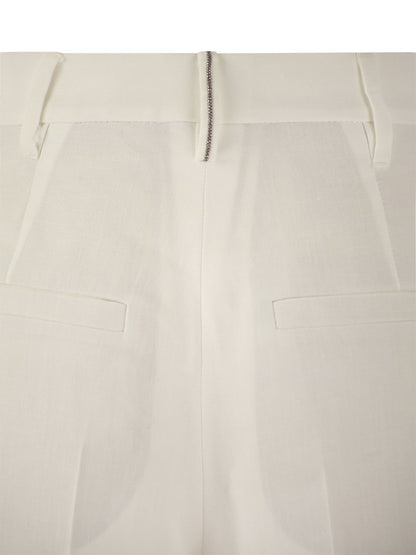 Brunello Cucinelli Women Slouchy Trousers In Viscose And Linen Fluid Twill With Moniline by Luosophy