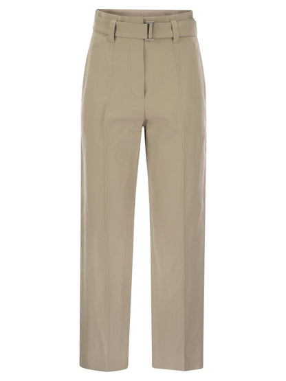 Brunello Cucinelli Women Cotton Linen Canvas Corset Cigarette Trousers With Jewellery by Luosophy