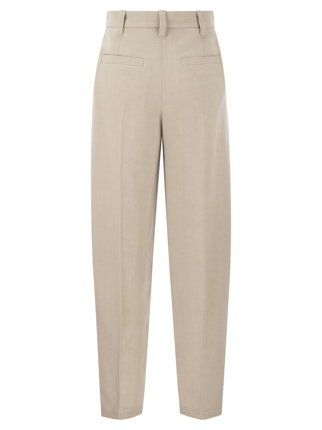 Brunello Cucinelli Women Curved Viscose And Linen Trousers by Luosophy