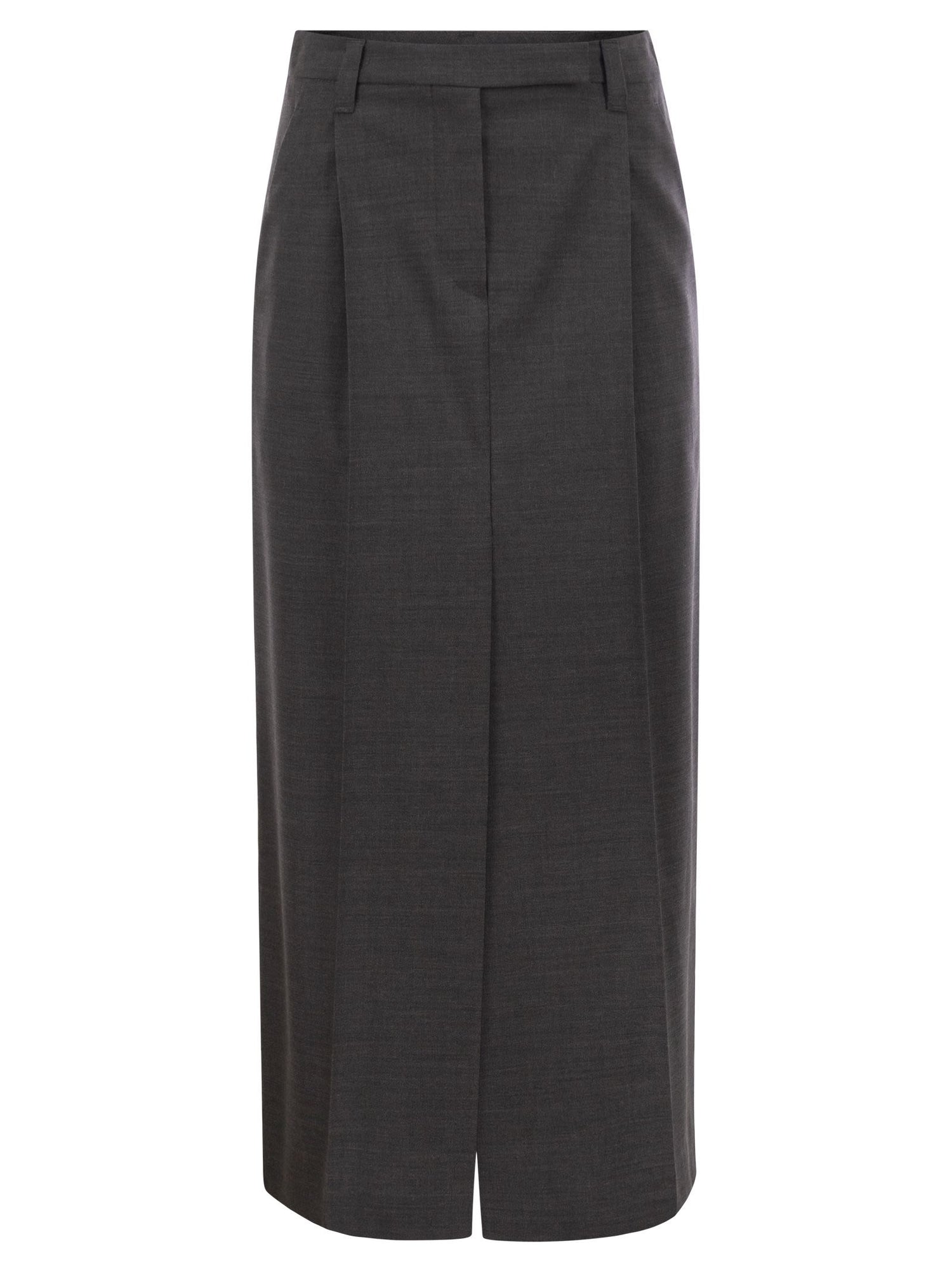 Brunello Cucinelli Women Sartorial Long Skirt In Virgin Wool Canvas by Luosophy