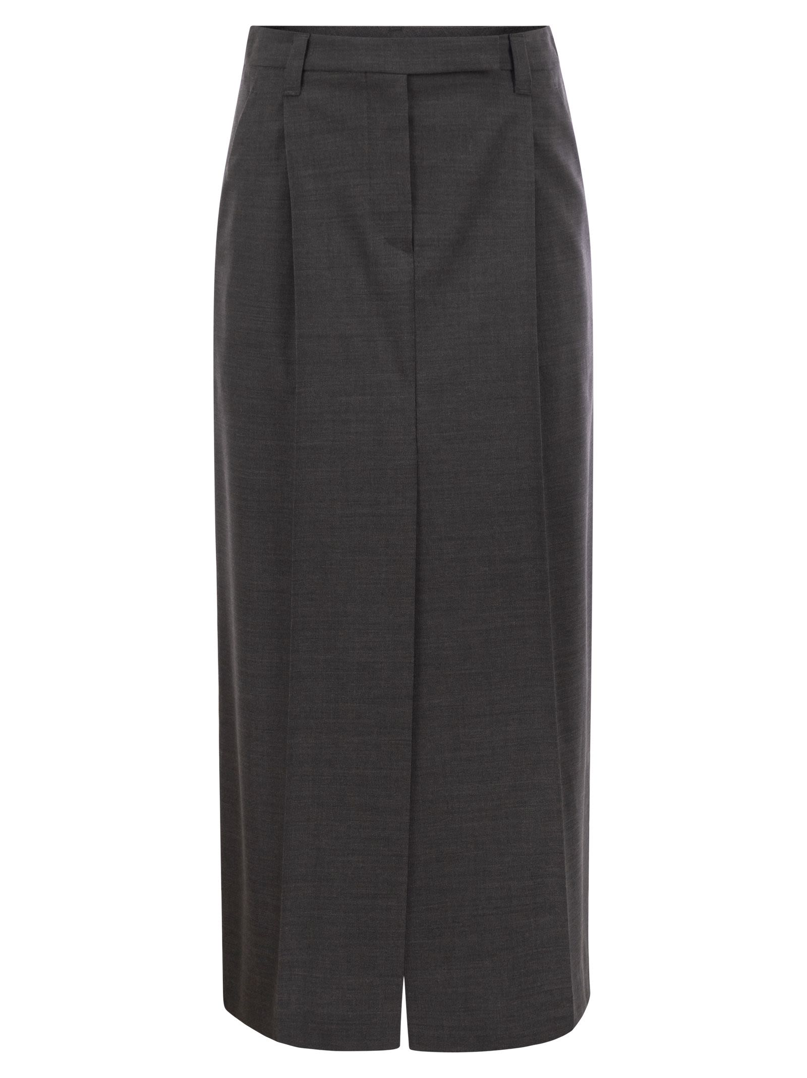 Brunello Cucinelli Women Sartorial Long Skirt In Virgin Wool Canvas by Luosophy