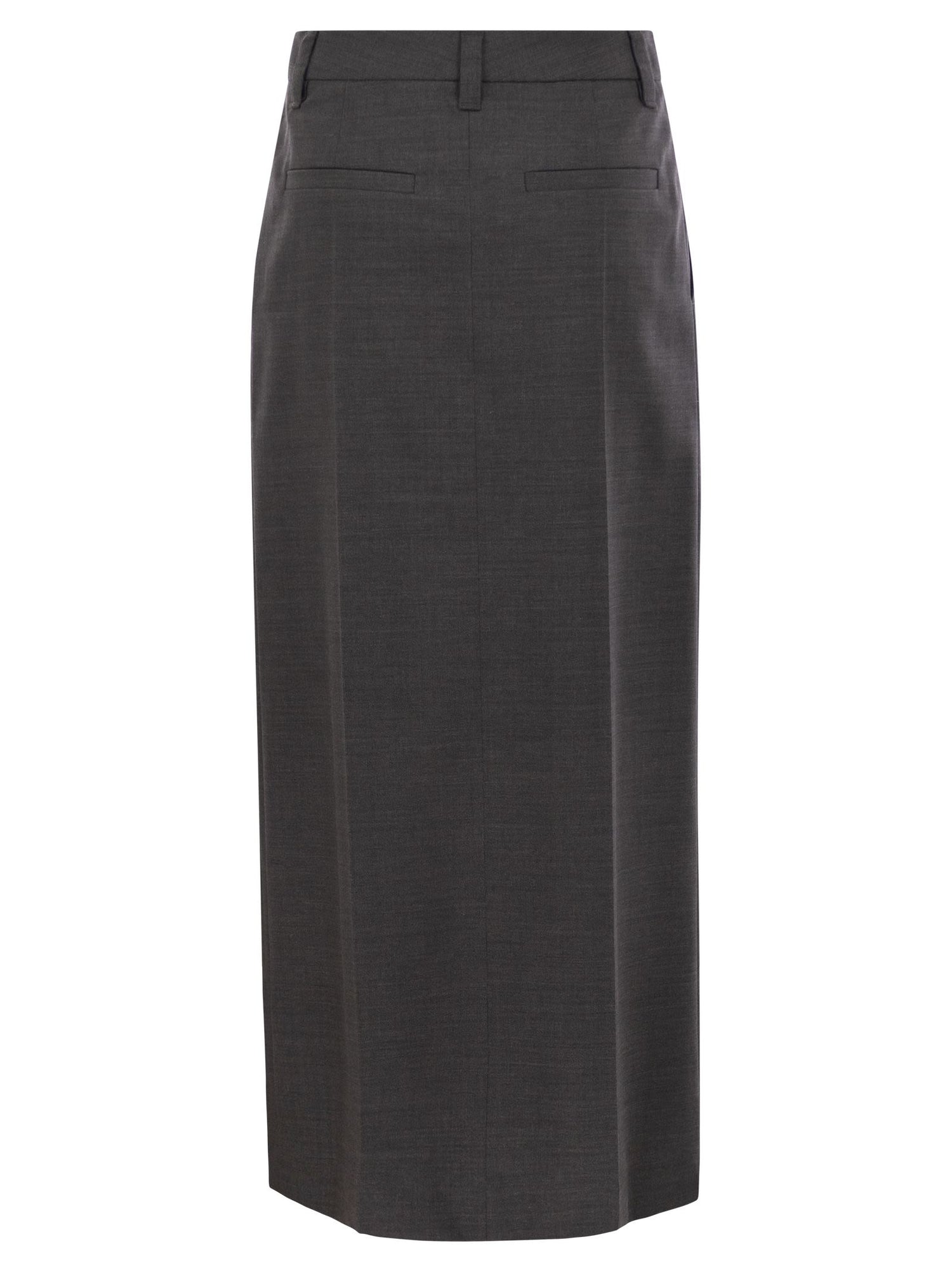 Brunello Cucinelli Women Sartorial Long Skirt In Virgin Wool Canvas by Luosophy