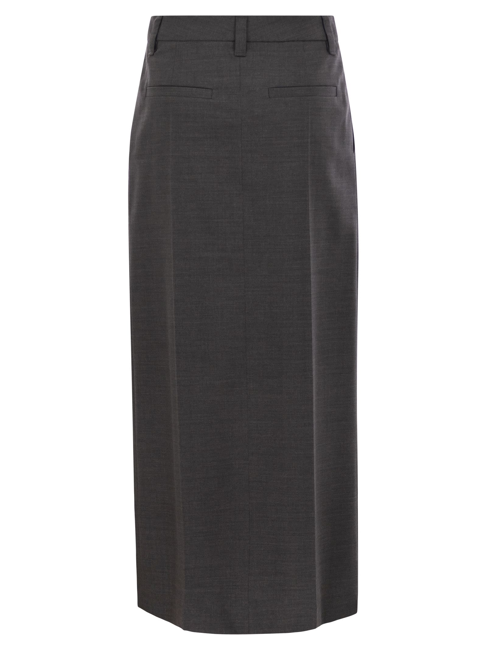 Brunello Cucinelli Women Sartorial Long Skirt In Virgin Wool Canvas by Luosophy